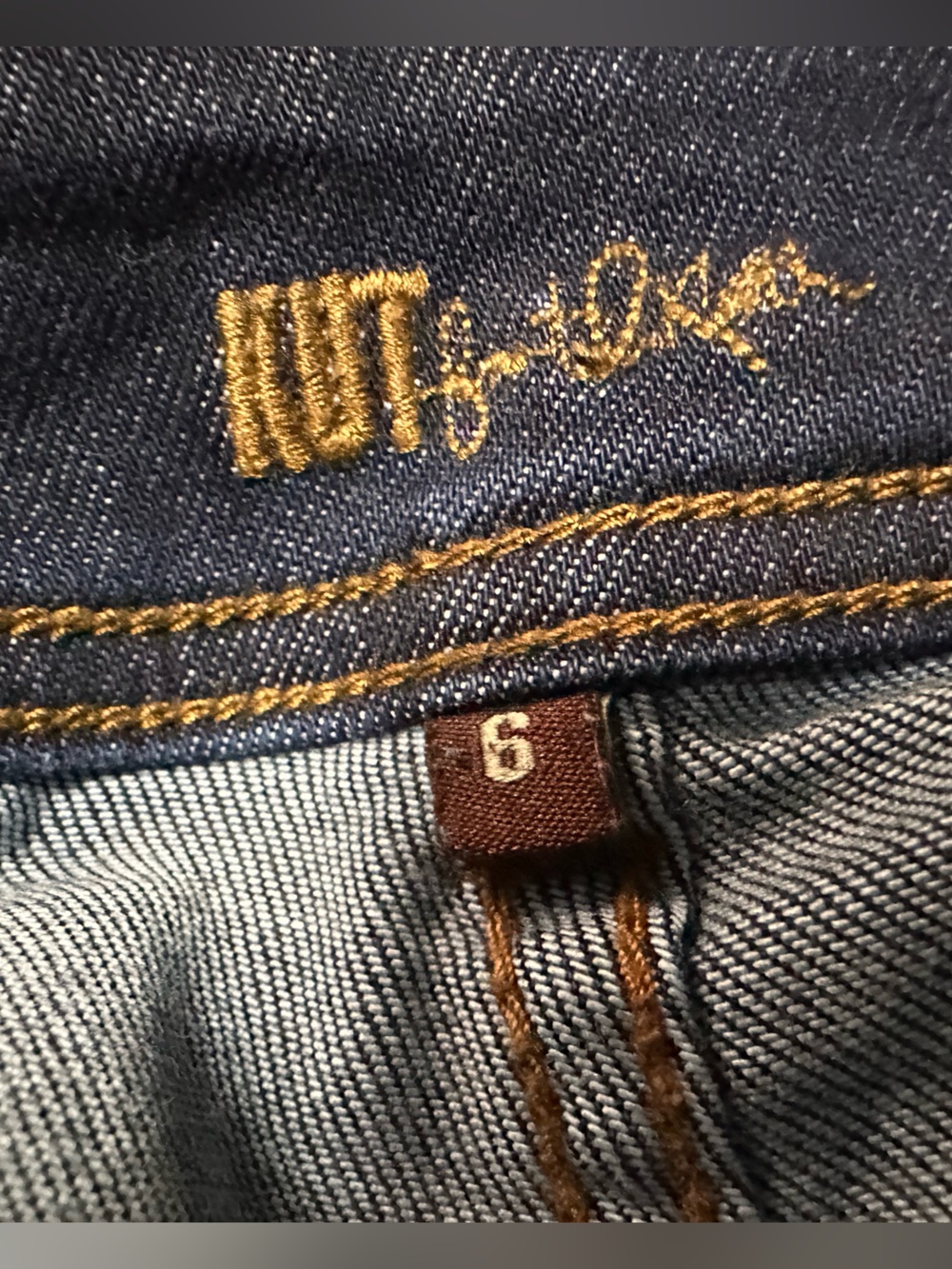 Kut from the Kloth Dark Blue Cropped Jeans with Red Cuff - Picture 7 of 10